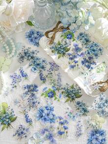 1包20张浪漫植物贴纸。PET材质。白色墨水贴纸包，浪漫花店清新ins风，女生笔记本DIY装饰材料，风景贴纸，学校用品，返校季