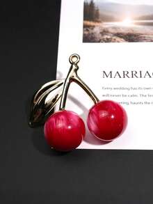 2pcs/Set New Dual-Color Aurora Starry Sky Golden Cherry Pendant With Hole, Acrylic Jewelry Decoration, Necklace, Keychain Accessory