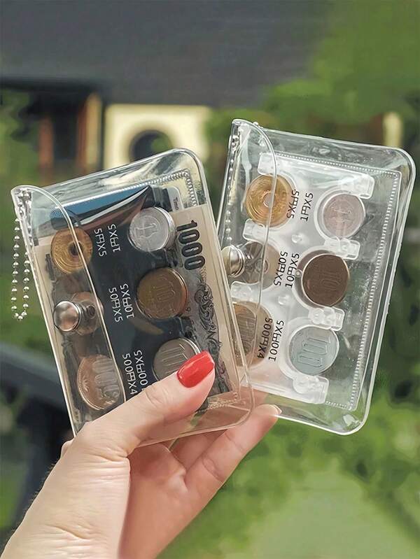 2Pcs/1Pc Japanese Coin Holder Wallet Coin Wallet Mini Wallet Purse Wallet Portable Small Change Purse Currency Organizer Travel Essential Transparent Card Case For Men Wallet For Women