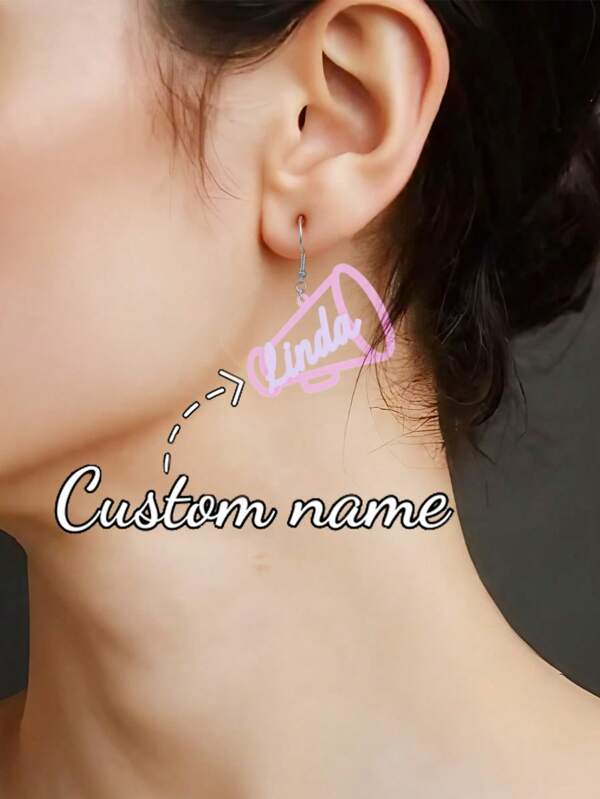 Customized Acrylic Name Earrings, Fashionable Minimalist Style Personalized Colorful Letter Trumpet Earrings, Can Be Customized With Any Text Women's Bohemian Summer Beach Holiday Style Jewelry Wedding Earrings, Anniversary Gift For Her, Birthday Holiday Gift For Bestie, Party Carnival Unique Accessories