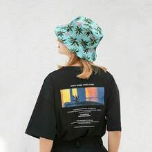 Unisex Reversible Bucket Hat For Beach And Fishing - Coconut Flamingo Green - View 8