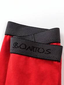 4pcs Men's Red Briefs, Non-Curling Leg Hem, Elastic Waistband, Mid-Rise Underwear Shorts - Red - View 7