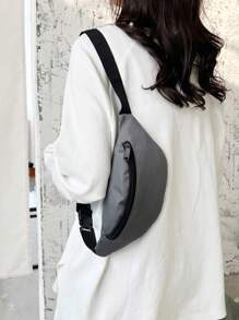 1pc Fashionable Women Waist Bag/Chest Bag With Invisible Zipper, Solid Color & Waterproof Nylon Material For Holding Coins And Small Item Men Zip Front Waist Bag Chest Bag Fanny Pack Crossbody Bag Back To School Vacation Bag Pack Spring School Supplies Purse Side Bags For Men Belts
