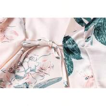 DandyChic Women's Long Floral Satin Robes Imitation Silk Sleepwear Bridal Dressing Gown For Bridesmaid Nightgownhalloween - 綠花 - 查看 2