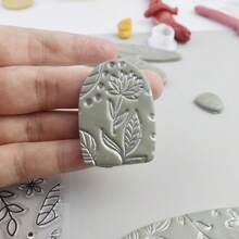 Leaf & Flower Pattern Clay Stamp Texture Mat, Suitable For Pottery, Ceramics, Polymer Clay Tools, Can Be Used For Embossing, Debossing, Sealing, Non-Stick, Reusable, Flexible - Clear - View 5
