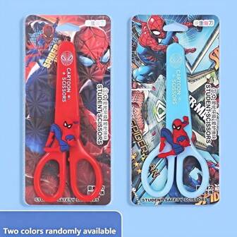  1PC Marvel Spider Man Boy Scissors Handmade, No Hand Injury, Cute Cartoon, Made Of High Quality Materials, Perfect For School Supplies, Classroom Handicrafts, Back To School Season, And Exquisite Stationery Supplies For Back To School Season