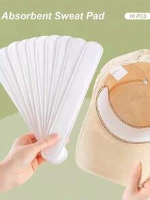 10 件帽子吸汗贴、帽子吸汗垫、衬衫领口汗垫、高尔夫帽减汗胶带、帽子内衬帽保护、衣领保护器、防汗防脏贴纸、一次性帽子吸汗垫、必备、用于帽檐止汗并保持清洁、防污防汗、棒球帽吸汗垫 - 均碼 - 查看 7