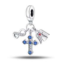1 Unidade Colar Pingente de Prata Esterlina 925 Criativo DIY: De Anjos Inocentes a Símbolos Misteriosos, Decorar Estilo Exclusivo, Design de Nicho! Interpretando Engenhosidade Única em Prata e Azul, Cada Peça Tem Uma História Única, Fazendo Joias Exquisitas e DIY Seus Próprios Encantos...