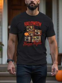 1 pieza Camiseta personalizada de Halloween para hombres con patrones personalizables, simple, elegante, cómoda y transpirable. El diseño personalizado y único de la ropa de hombre es un excelente regalo sorpresa para tu novio en Navidad, aniversario de boda o cumpleaños.