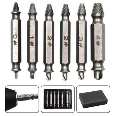 6 件双头螺丝取出器工具套件，S2 螺丝刀头拆卸套装