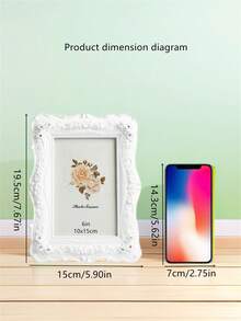 Foto-Rahmen mit Rose Relief, weißer Kunststoff-Posterständer, verwendet für Heim-Dekoration Geschenke, Geburtstags- und Abschlussfotos, sowie Weihnachts- und Halloween-Dekoration 1 Stück (Foto-Papier wird zufällig versendet)