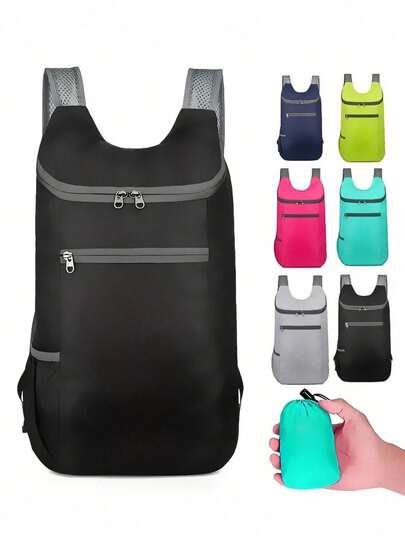 Bolsa de almacenamiento plegable ultraligera y portátil, mochila impermeable, nueva mochila plegable ultraligera, bolsa de viaje multifunción, hecha de tela impermeable, con cremallera, bolsa de viaje y fitness, mini bolsa de equipaje, mochila de fitness, mochila de senderismo, mochila de viaje