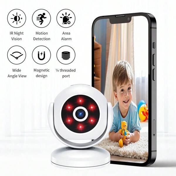 MERAIJIN Mini Camera Wireless Indoor Magnetic, 170Â° Wide Angle Motion Detection IR Night Vision Quad Screen Surveillance Magnetic Bracket Suitable For Pet/Baby/Nanny Monito