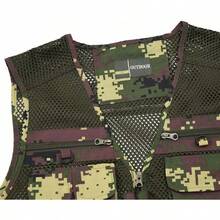 Men's Mesh Breathable Openwork Camouflage Journalist Photographer Fishing Vest Waistcoat CoatChristmas FW4R - Ngụy trang màu xanh lá cây - Xem 2