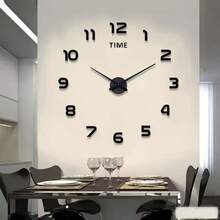3D DIY Wall Clock Acrylic Mirror Stickers Wall Clocks For Home Decoration Living Room Quartz Needle Hanging Watch Europe Horloge Colors: Black And Silver 16/19/35 Inches Optional Room Decor