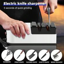 Electric Cutter Sharpener Electric Blade Sharpener Multifunctional Scissor Blade Sharpener Minimalist Electric Cutter Blade Sharpener Cutter Sharpener For Kitchen Cooking - White - View 1