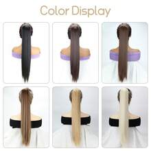 Synthetic 24Inch Long Straight Ponytail Extensions Claw Clip On Pony Tail Hair Piece For Women Add Volume And Style To Your Hair Halloween - Multicolor - View 3