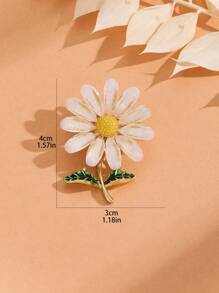 Broche en alliage de fleur de marguerite blanche mignonne, accessoire pour veste