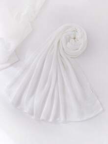 1件装女士纯色轻薄弹力褶皱头巾，时尚围巾，柔软休闲，适合搭配连衣裙 - A - 查看 21