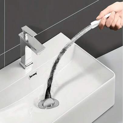 1 Bàn chải thông cống để loại bỏ tóc bị tắc nghẽn trong cống bồn rửa, 1 Bàn chải để làm sạch vòi sen và các khe hở bồn tắm, 1 Chất tẩy rửa cống nhà tắm, 1 Bàn chải mềm để làm sạch cống, Dụng cụ thông cống, Dụng cụ loại bỏ lông thú cưng, Phụ kiện làm sạch nhà tắm, nhà bếp và bàn trang điểm