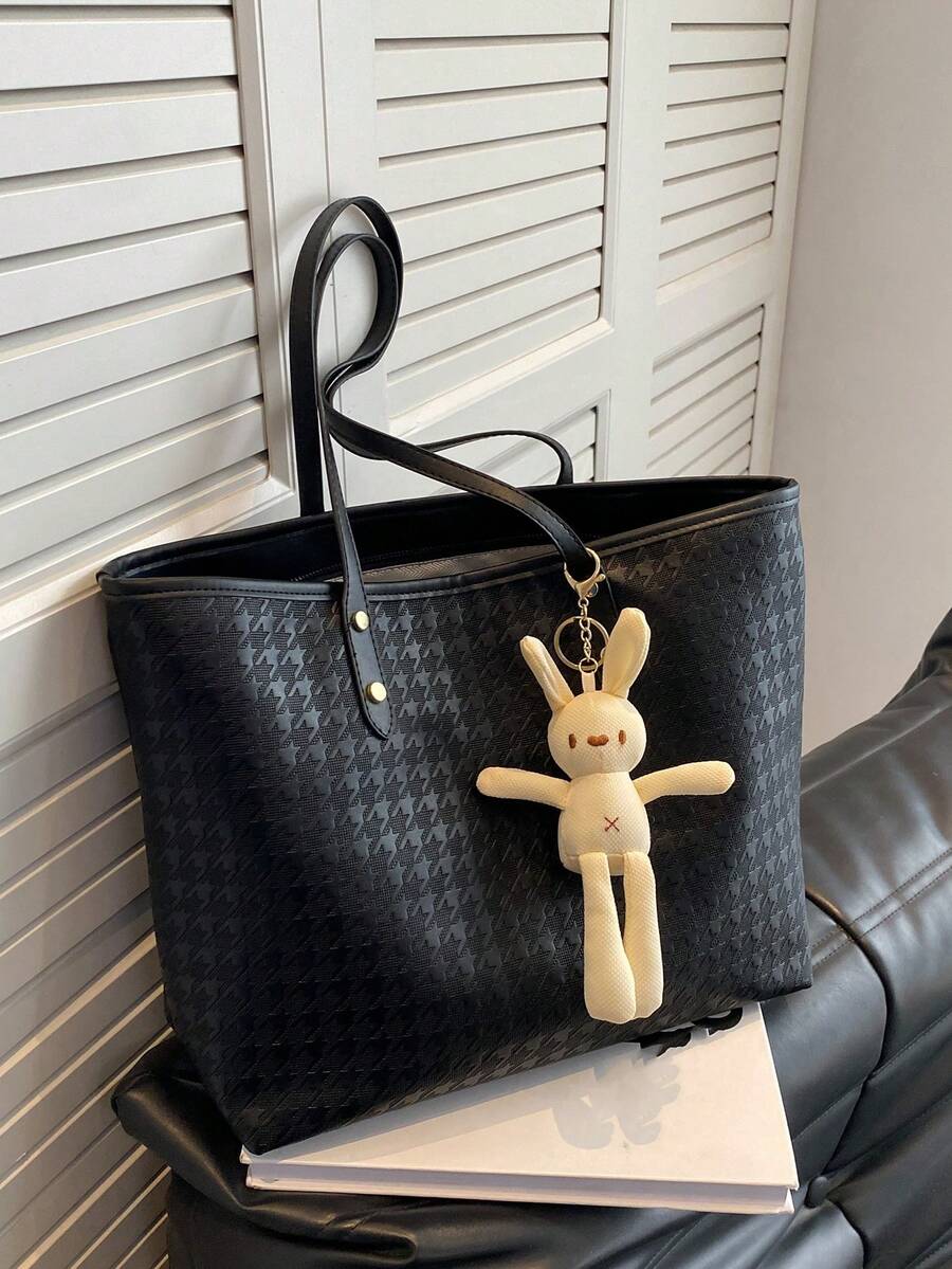 女士大容量通勤手提包，时尚纯色单肩包