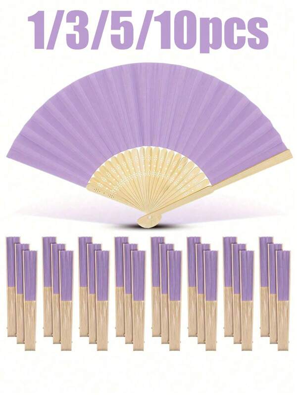 1/3/5/10pcs Light Purple Paper Hand Fan Purple Bamboo Folding Fan Handheld Fans Paper Folded Fan For Engagement Graduation Wedding Party Decoration Bedroom Home Table Centerpiece Decor,DIY Decorations, Party Favors, And Gifts For Women & Youngsters, Bridal Accessories | Japanese Style Fan | Decorative Fans, Wedding Reception Decorations