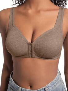 3PCS EssElegance Adjustable Front Closure Push-Up Bra Wire-Free Cross-Back, Seamless & Side Support For Daily Wear, Spring-Summer Comfort - Multicolor 2 - View 2