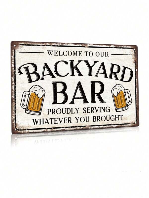 1 pièce Bienvenue dans notre bar de jardin Panneau en métal vintage, Fièrement servi ce que vous avez apporté, Décoration murale pour la maison, le bar de jardin, le pub, le club