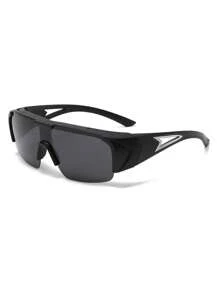 1 Pair Plus Size Men's Solid Color Sporty Clip-On Windproof Photochromic Unisex Fashion Glasses, Versatile For Daily Use Back To School Fashionable Preppy School Look