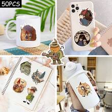 50 张花园墙贴人物贴纸 - 防水，哑光饰面，适用于吉他、滑板和行李装饰、卡通涂鸦贴纸、学校用品、返校