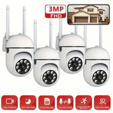 3MP Super HD 2.4G WiFi Smart IP Camera, Indoor & Outdoor Wireless Security Camera With 355° Pan-Tilt, USB Powered, Supports 5X Digital Zoom, Color Night Vision, Two-Way Audio, Human Detection And Auto Alarm