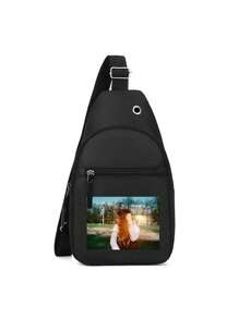 1 Piece Customized Waist Bag, Chest Bag, Casual, Fashionable, Letters, DIY, Simple, Light, Portable, Large Capacity, Wear-Resistant, Solid Color, Travel, Shopping, Zipper, Multi-Function, Multiple Bags