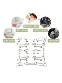 1 pieza/2 piezas Funda de almohada decorativa con estampado lindo de perro salchicha de una sola cara, sin relleno, para decoración del hogar, regalo para amigos