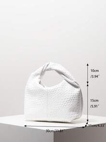 Bolso de asa superior minimalista tipo hobo, con correa retorcida pequeña, unicolor, bolso clásico para mujer de uso diario, perfecto para la oficina y el trabajo - Blanco 2 - Ver 8