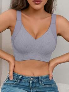 Full Coverage Adjustable Underwire Bra For Women, Minimizes Bulges, Seamless, Lightweight - Purple - View 3