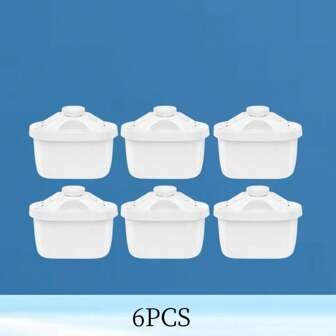 6pcs Replacement Water Filter Cartridges, Fit Most Water Pitchers, Multi-Layer Filtration System, Recommend Replacement Within 2 Months For Good Water Quality