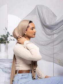 1 Stück Damen Jersey Hijab, Modal Hijab Schweißtuch, einfarbig, seidig glatt, weich, atmungsaktiver Modal Stoff Kopftuch, Kopfbedeckung, Jersey Kragen, 180cm*70cm Schal/Umschlagtuch, geeignet für tägliche Gebete und Zeremonien Outdoor