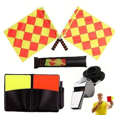 Referee Card Set - Sports Referee Kit, Metal Whistle, Red Yellow Cards, Score Book With Pencil, Referee Equipment For Football Match