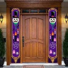 1pc Cartoon Halloween Couplet, Cartoon Ghost Pumpkin Pattern Couplet, Suitable For Halloween Party, Festival Party, Home Decoration, Best For Halloween Decoration