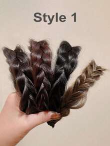 1 件防滑蓬松鱼骨合成假发头带、洗脸辫子头带、鱼骨辫子假发头带、新娘和日常佩戴的发饰、蝴蝶结配饰、女士发带头带、发饰、发箍 - 彩色 - 查看 3