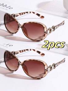 1/2/3 pares de gafas de moda ultraligeras y oversize para mujer, con bisagras plateadas únicas, versátiles para el estilo callejero, adecuadas para conducir, la vida diaria y los viajes al aire libre - Multicolor - Ver 20