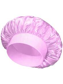 1 pieza Gorro de satén de ala ancha de unicolor para mujer, gorro de dormir de moda, cómodo y transpirable, adecuado para el cuidado diario del cabello - A - Ver 6