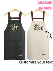 1 szt. spersonalizowany fartuch z tekstem, spersonalizowany fartuch ze zdjęciem, wodoodporny fartuch, spersonalizowany zabawny kuchenny fartuch, nowoczesny poliestrowy fartuch olejowy, czarny kuchenny fartuch, poliestrowy fartuch do ogrodu, spersonalizowane logo, tekst, fartuch szefa kuchni