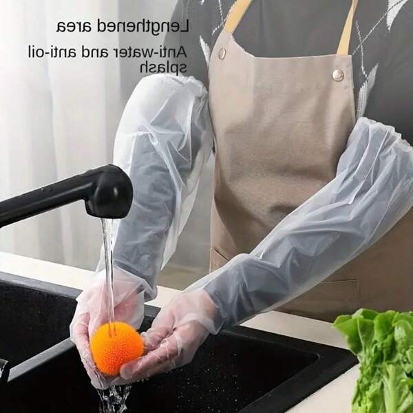 30/50pcs Super Long Waterproof Kitchen Cleaning Gloves, Suitable For Dishwashing, Gardening And Household Chores, Multi-Purpose For Bedroom, Bathroom And Yard, Waterproof Gloves | Transparent Gloves | Smooth Texture Gloves, Kitchen Gloves