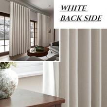 Blackout Curtains 70 Inches Extra Wide Natural Linen Curtains 84 Inch Length For Living Room, Pleated Farmhouse Bedroom Thermal Drapes For Winter Thick Window Energy Efficient 70"W X 84"L 2 Panels - 芥末黃 - 查看 10