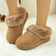 Botas de nieve con forro de piel sintética para mujer, nueva temporada 2025, suela gruesa antideslizante, base suave para uso interior/exterior, abrigadas