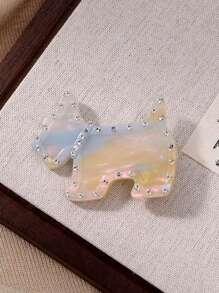 Pince à cheveux pour femmes en forme de chien mignon, avec décoration en strass acrylique de style, motif animal, convient pour une tenue quotidienne