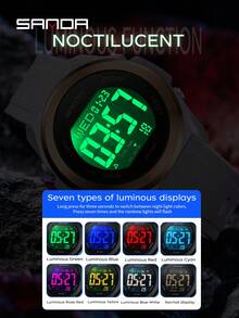 SANDA. SANDA Top Brand Unisex Luxury Men's LED Digital Sport Watch, Casual Fashion Women's Watch, Military Multi-Function Chronograph Alarm Outdoor Waterproof Men's Wristwatch - Black - View 7
