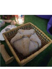 OFFERING BREAD WITH FELT DECORATION, 1 PIECE - Mocha Brown - View 1
