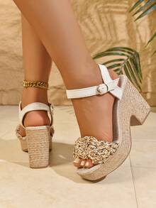 女士蝴蝶结装饰亚麻绳厚底坡跟凉鞋。夏季露趾防水坡跟鞋，波西米亚芭蕾设计。舒适的假日高跟鞋。适合夏季服装、派对、婚礼、度假、聚会、宴会、时装秀。可搭配吊带背心、T恤、衬衫、比基尼、短裙、连衣裙、短裤。 - 彩色 - 查看 6